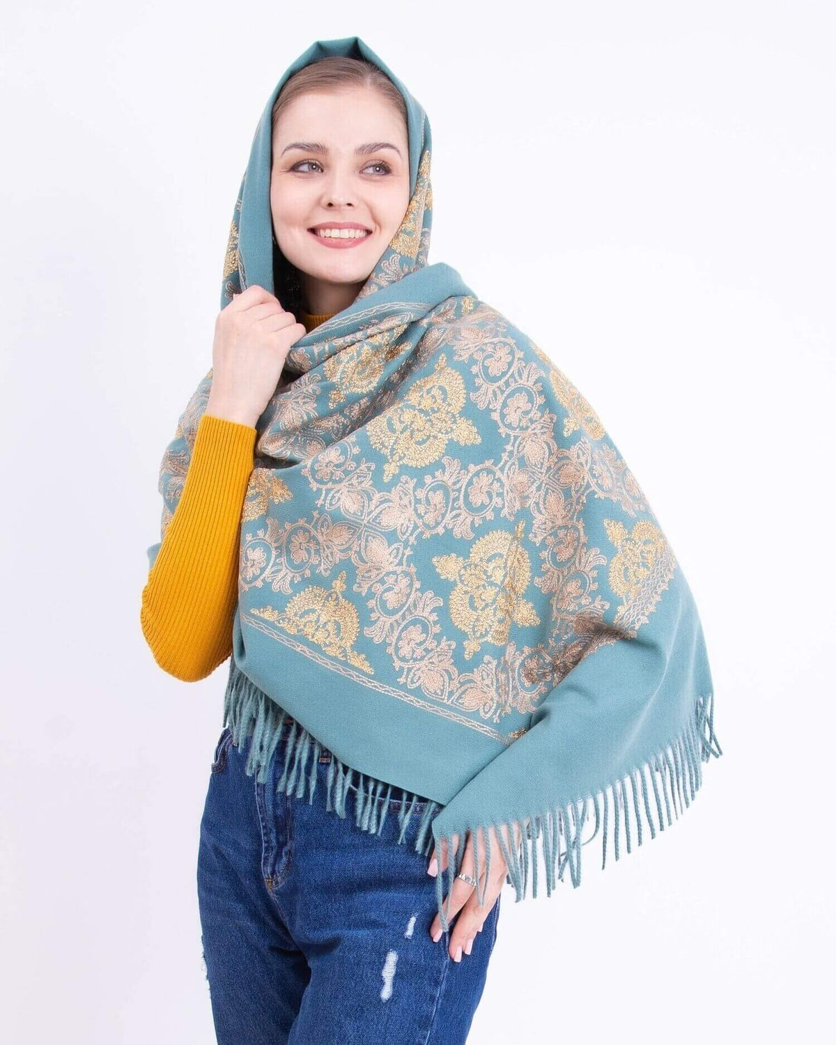 Embroidered cashmere scarf