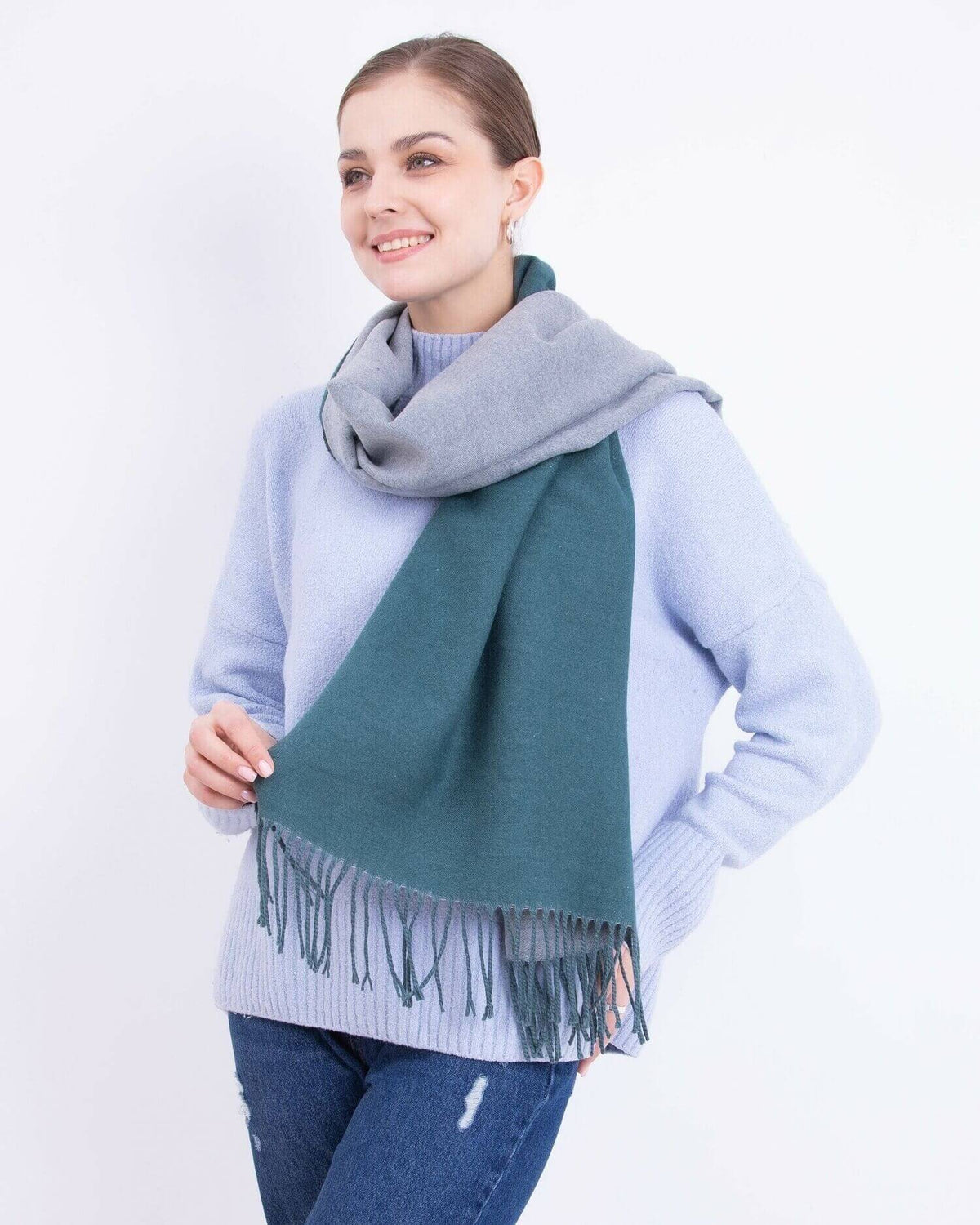 Two-tone cashmere scarf