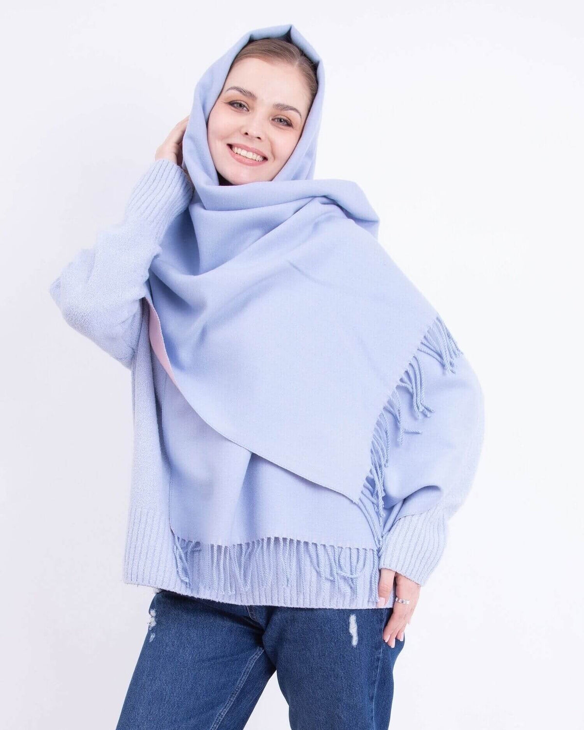 Two-tone cashmere scarf