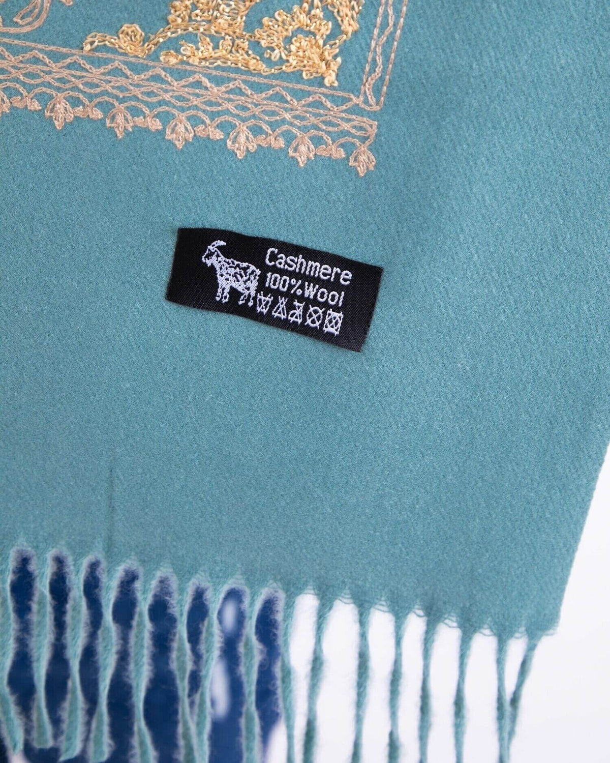 Embroidered cashmere scarf