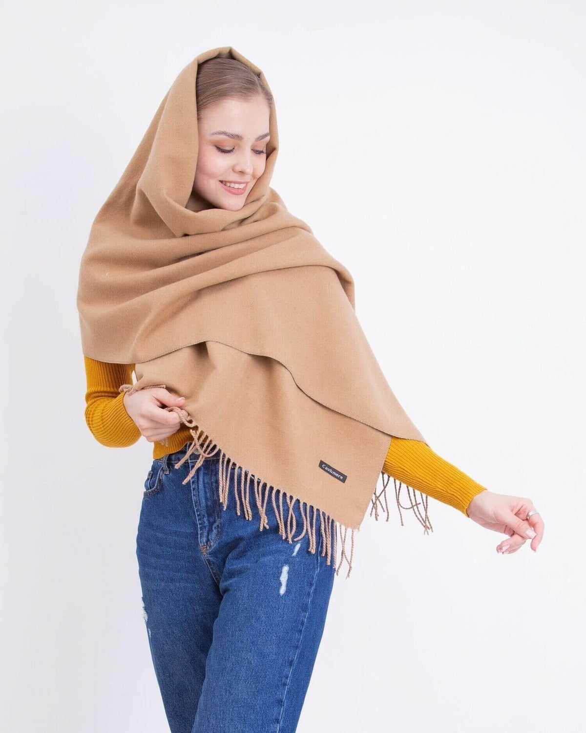 Two-tone cashmere scarf