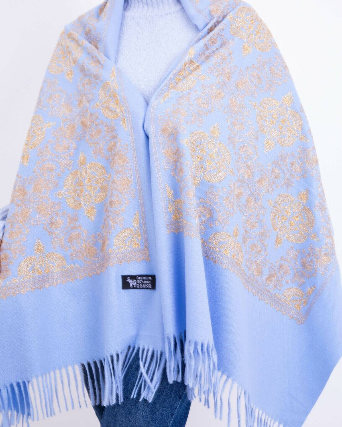 Embroidered cashmere scarf