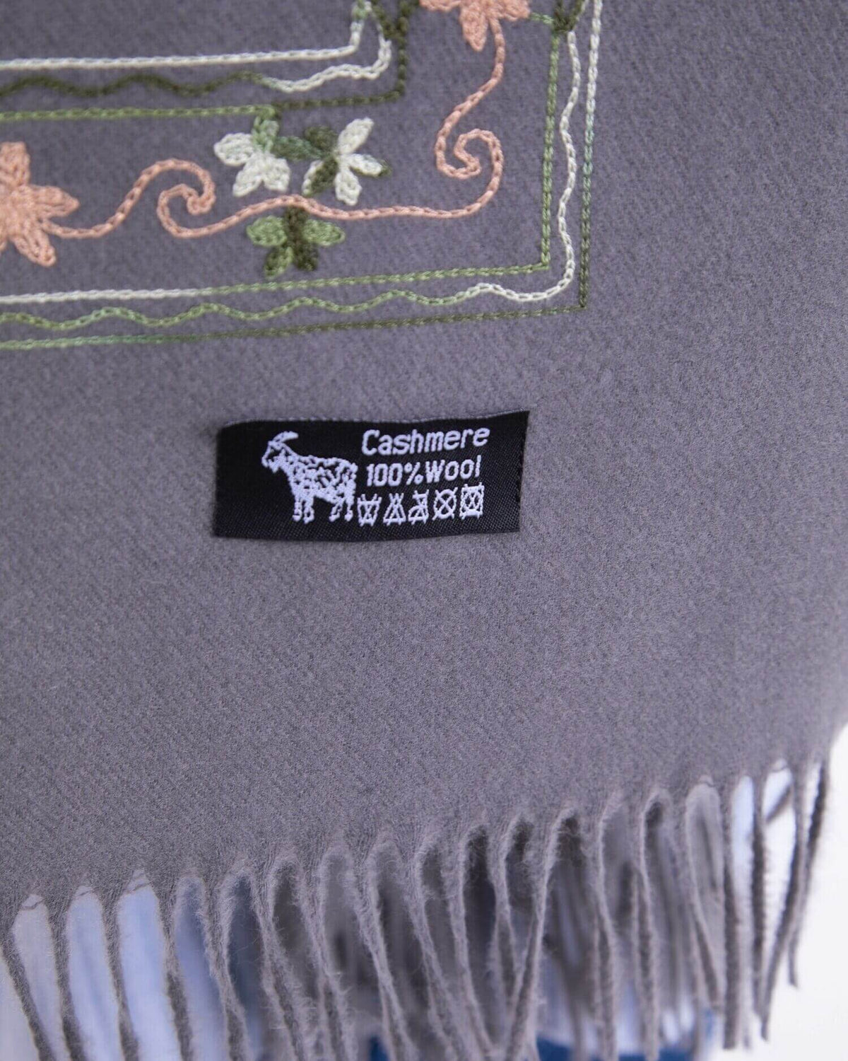 Embroidered cashmere scarf