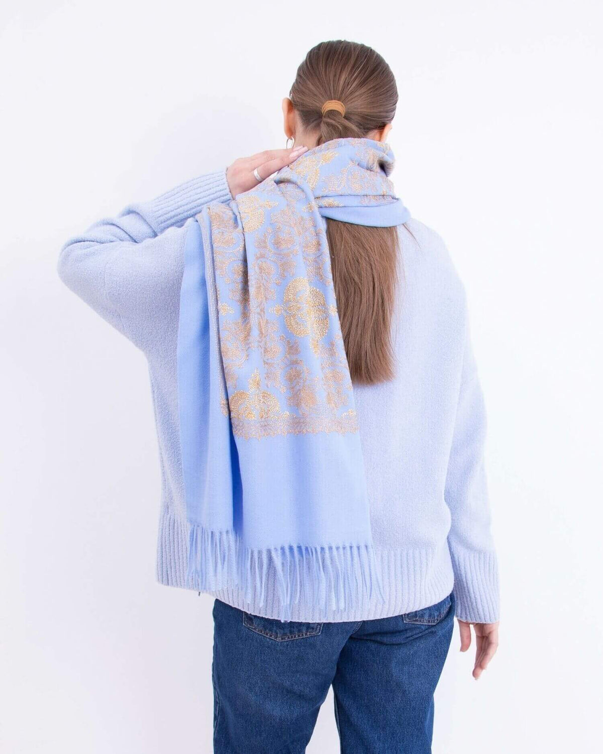 Embroidered cashmere scarf