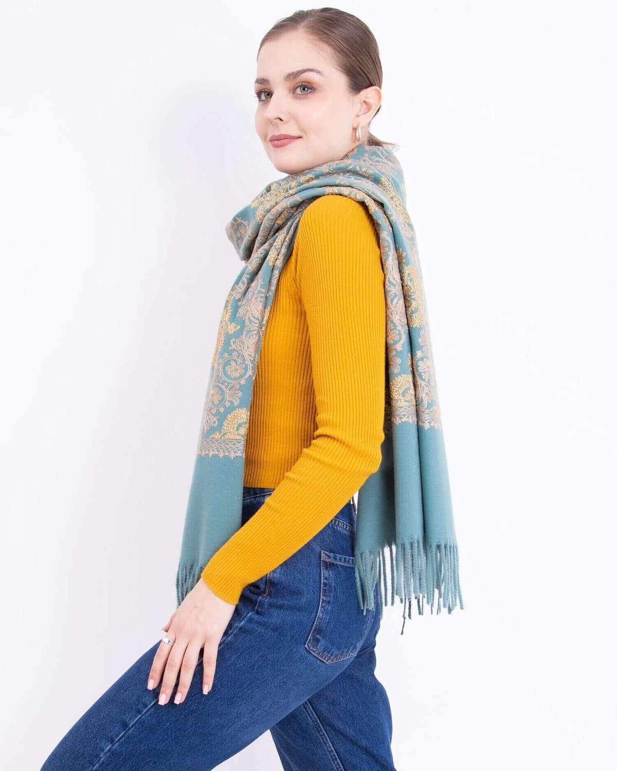 Embroidered cashmere scarf