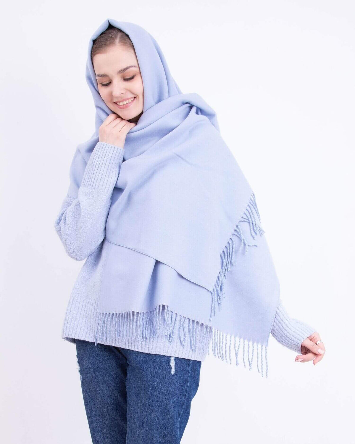 Two-tone cashmere scarf