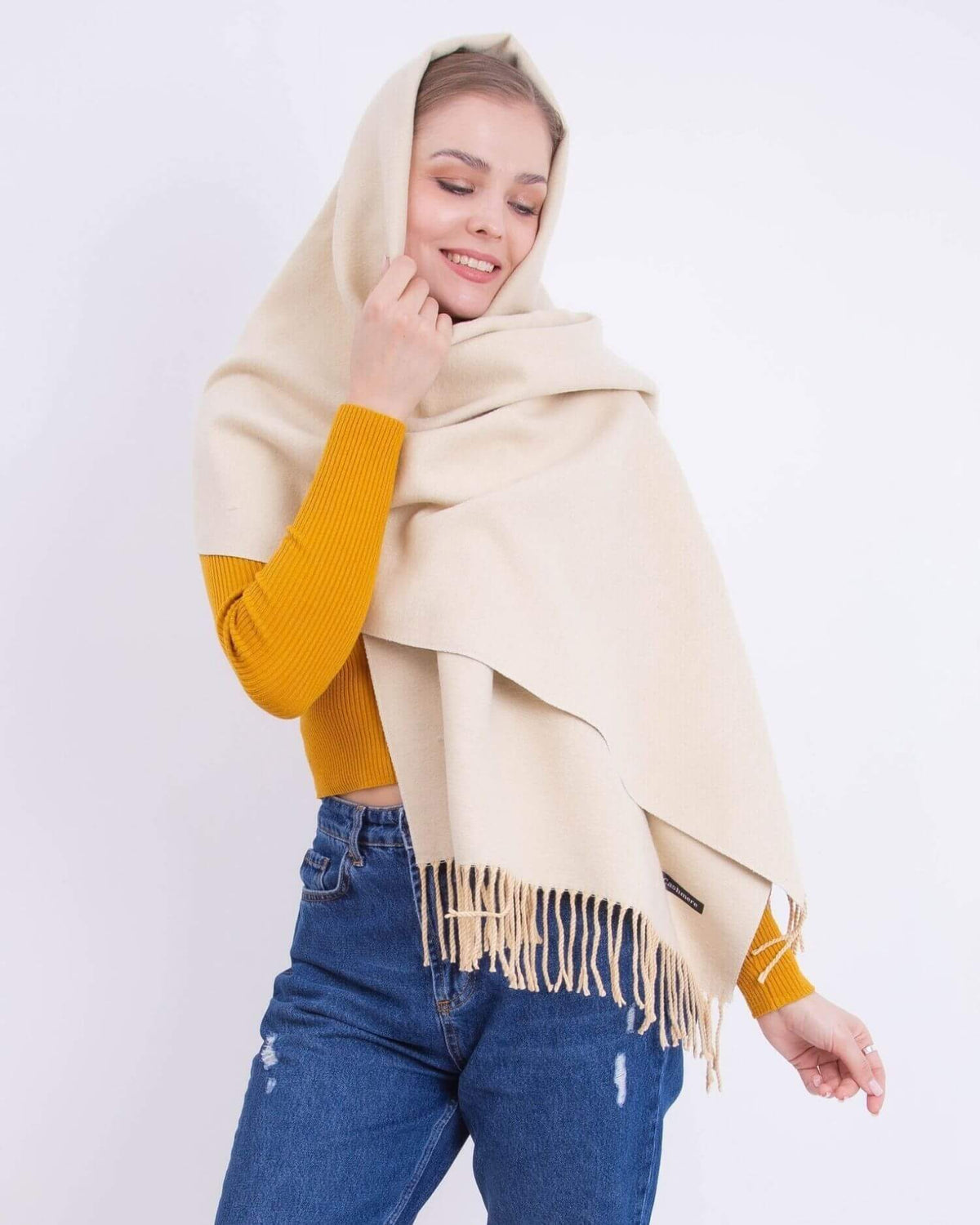 Two-tone cashmere scarf