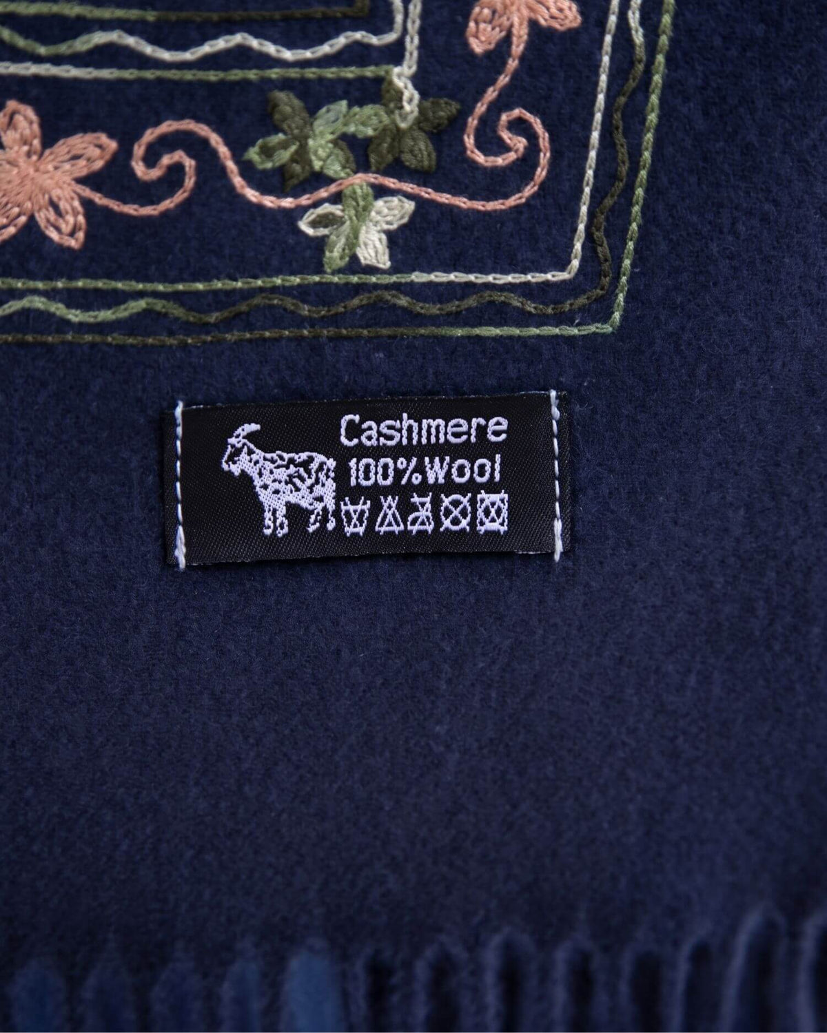 Embroidered cashmere scarf