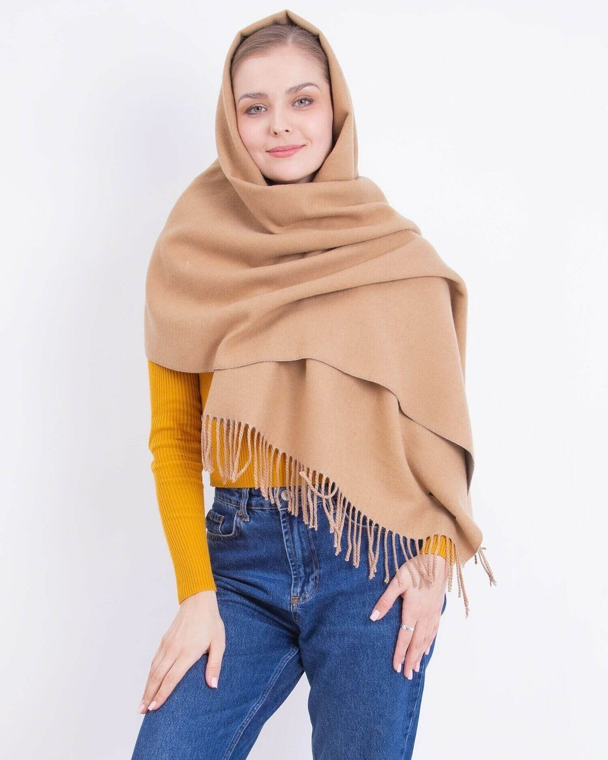 Two-tone cashmere scarf