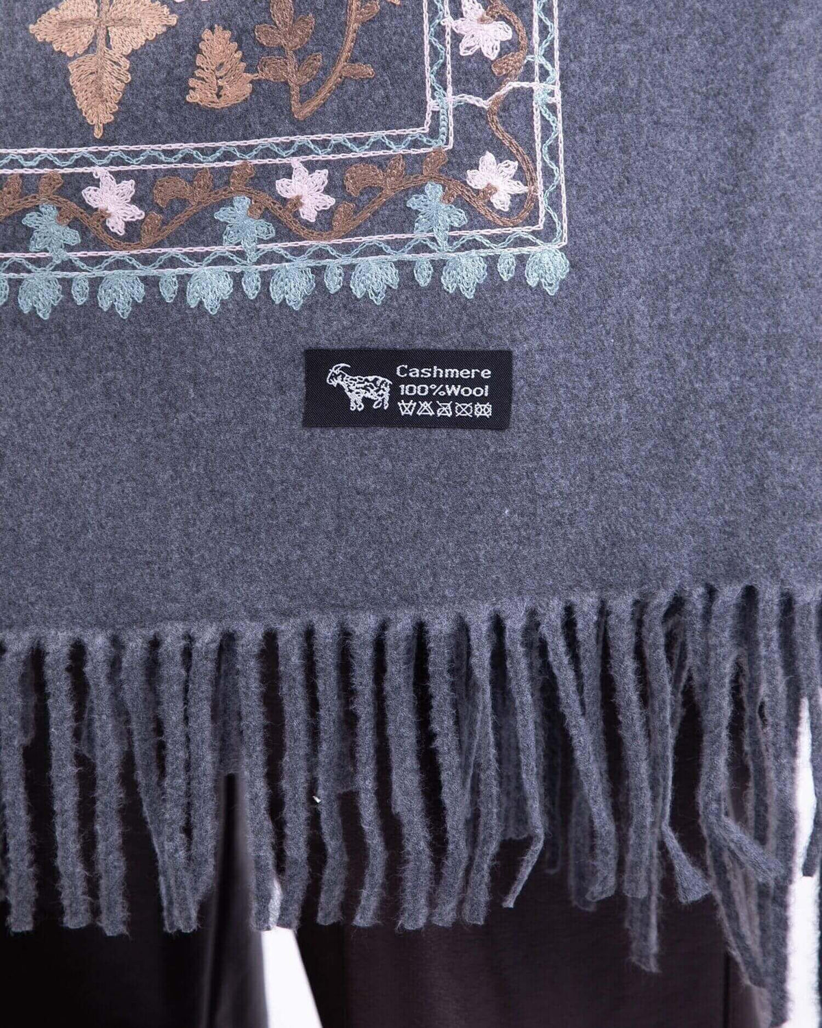 Embroidered cashmere scarf