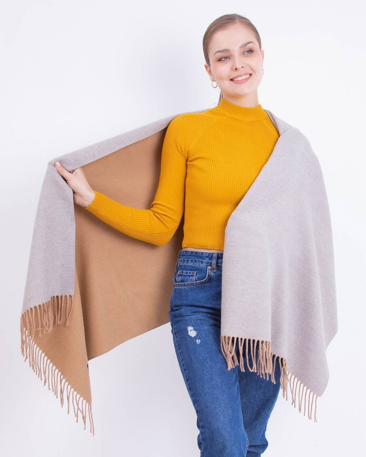 Two-tone cashmere scarf