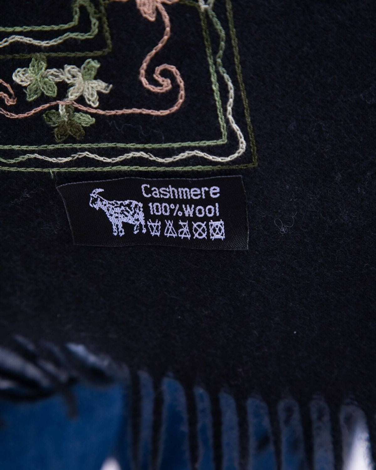Embroidered cashmere scarf